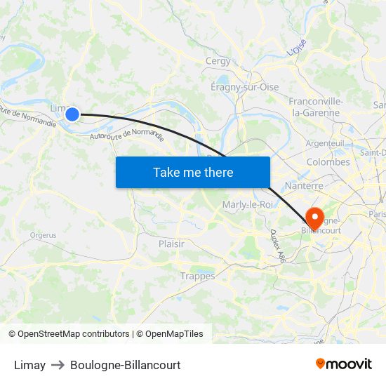 Limay to Boulogne-Billancourt map