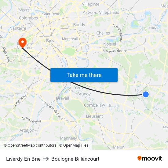 Liverdy-En-Brie to Boulogne-Billancourt map