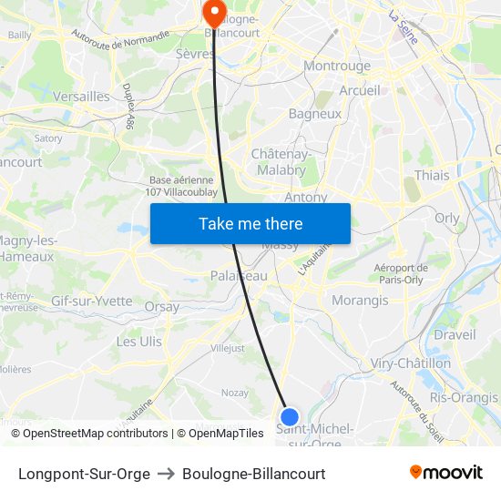 Longpont-Sur-Orge to Boulogne-Billancourt map