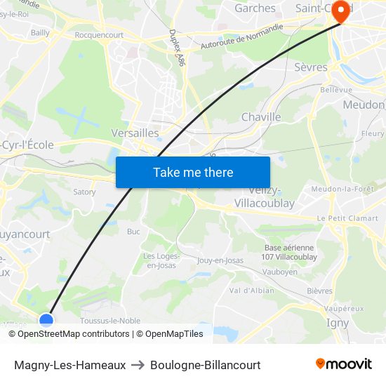 Magny-Les-Hameaux to Boulogne-Billancourt map
