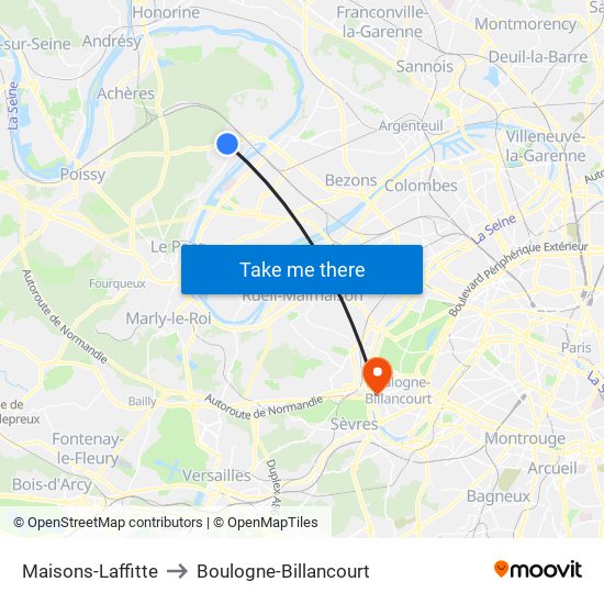 Maisons-Laffitte to Boulogne-Billancourt map
