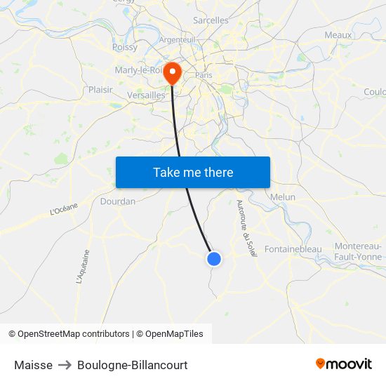 Maisse to Boulogne-Billancourt map