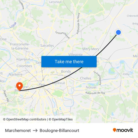 Marchemoret to Boulogne-Billancourt map