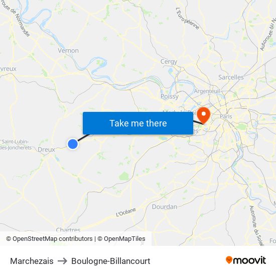 Marchezais to Boulogne-Billancourt map