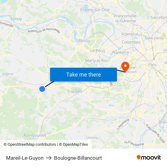 Mareil-Le-Guyon to Boulogne-Billancourt map