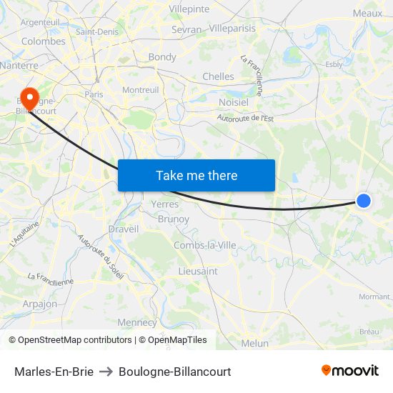 Marles-En-Brie to Boulogne-Billancourt map