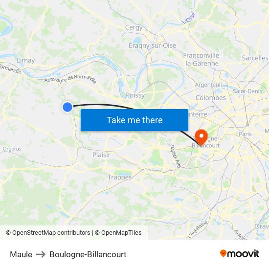 Maule to Boulogne-Billancourt map