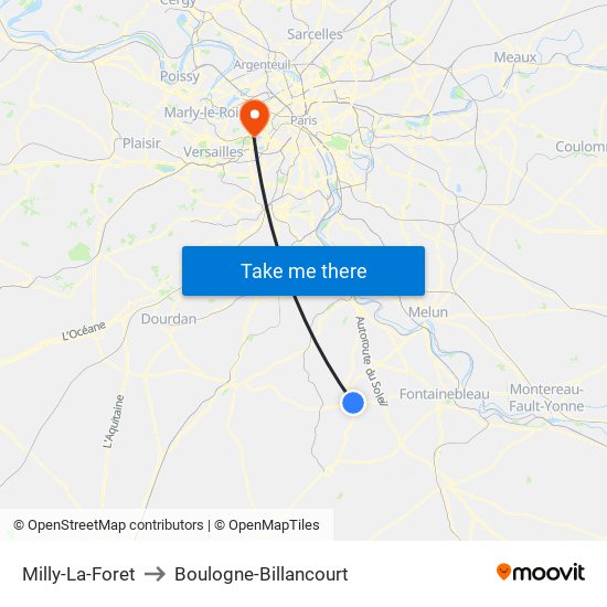 Milly-La-Foret to Boulogne-Billancourt map