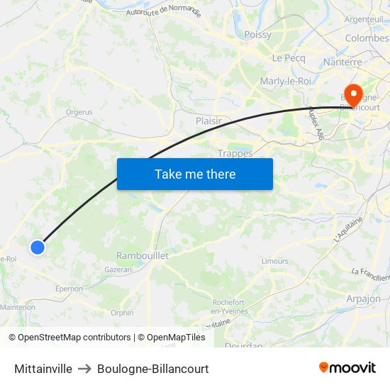 Mittainville to Boulogne-Billancourt map
