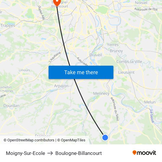 Moigny-Sur-Ecole to Boulogne-Billancourt map