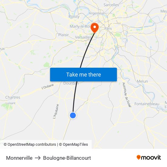 Monnerville to Boulogne-Billancourt map