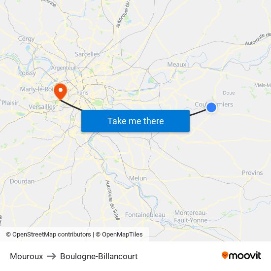 Mouroux to Boulogne-Billancourt map