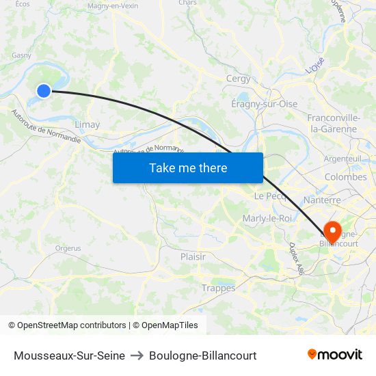 Mousseaux-Sur-Seine to Boulogne-Billancourt map