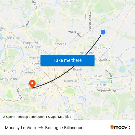 Moussy-Le-Vieux to Boulogne-Billancourt map