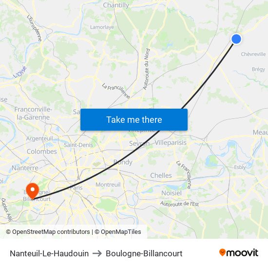 Nanteuil-Le-Haudouin to Boulogne-Billancourt map