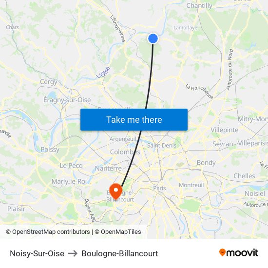 Noisy-Sur-Oise to Boulogne-Billancourt map