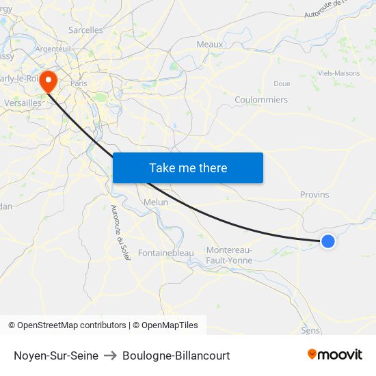 Noyen-Sur-Seine to Boulogne-Billancourt map