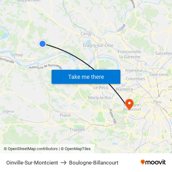 Oinville-Sur-Montcient to Boulogne-Billancourt map