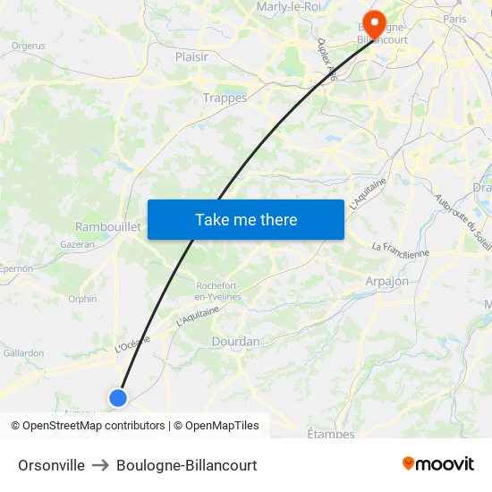 Orsonville to Boulogne-Billancourt map
