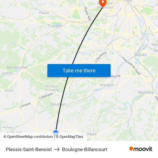 Plessis-Saint-Benoist to Boulogne-Billancourt map