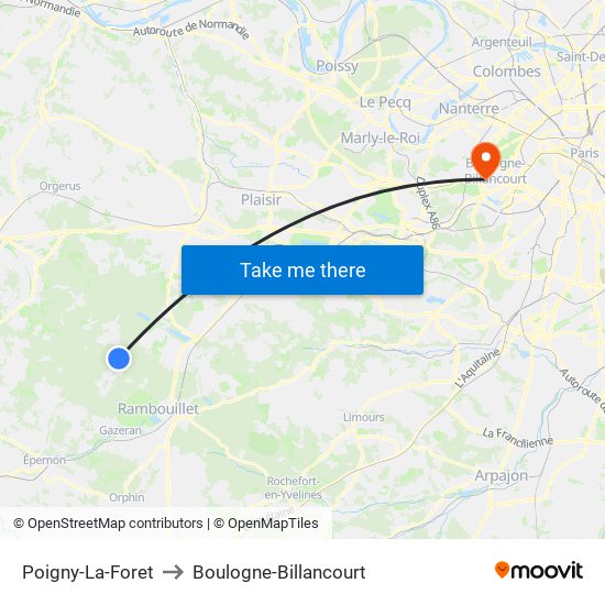 Poigny-La-Foret to Boulogne-Billancourt map