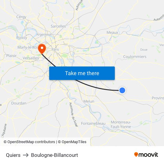 Quiers to Boulogne-Billancourt map