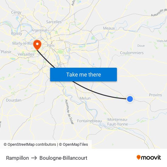Rampillon to Boulogne-Billancourt map