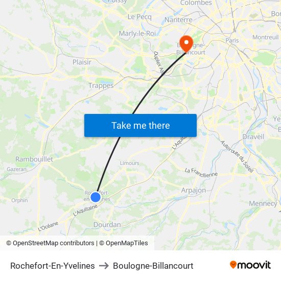 Rochefort-En-Yvelines to Boulogne-Billancourt map