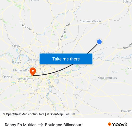 Rosoy-En-Multien to Boulogne-Billancourt map