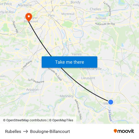 Rubelles to Boulogne-Billancourt map