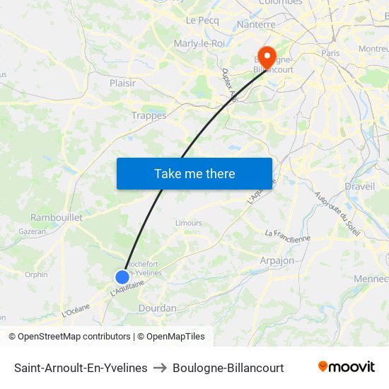 Saint-Arnoult-En-Yvelines to Boulogne-Billancourt map