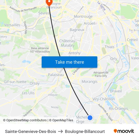 Sainte-Genevieve-Des-Bois to Boulogne-Billancourt map