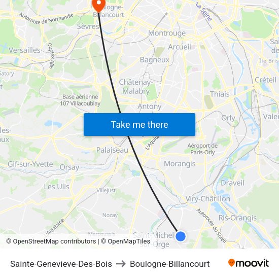 Sainte-Genevieve-Des-Bois to Boulogne-Billancourt map