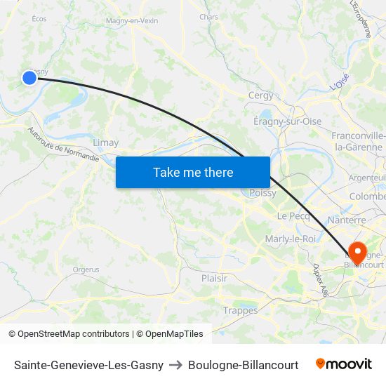 Sainte-Genevieve-Les-Gasny to Boulogne-Billancourt map