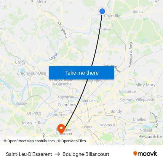 Saint-Leu-D'Esserent to Boulogne-Billancourt map