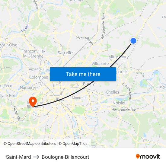 Saint-Mard to Boulogne-Billancourt map