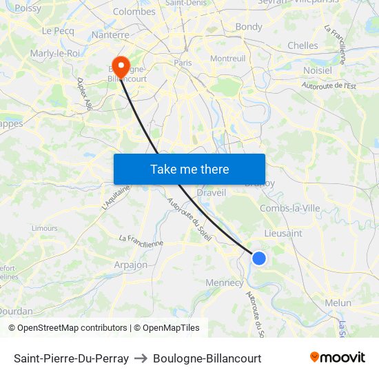 Saint-Pierre-Du-Perray to Boulogne-Billancourt map