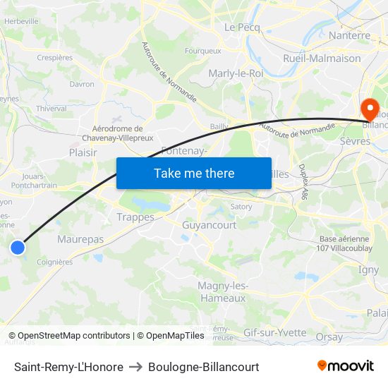 Saint-Remy-L'Honore to Boulogne-Billancourt map