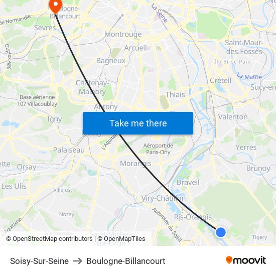 Soisy-Sur-Seine to Boulogne-Billancourt map