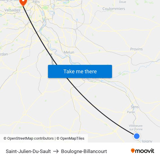 Saint-Julien-Du-Sault to Boulogne-Billancourt map