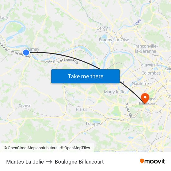 Mantes-La-Jolie to Boulogne-Billancourt map