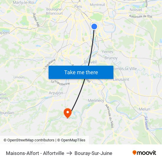 Maisons-Alfort - Alfortville to Bouray-Sur-Juine map