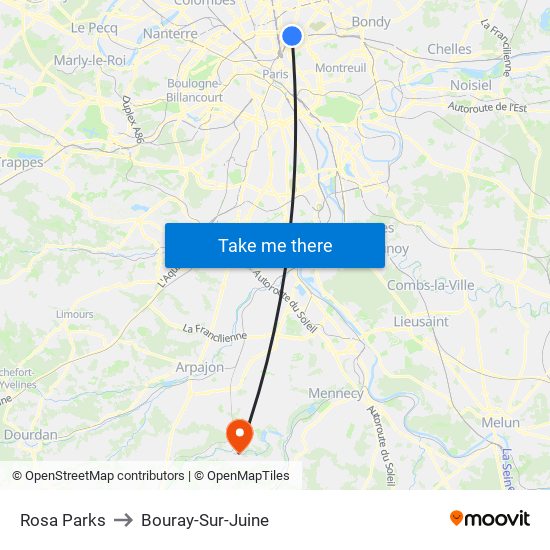 Rosa Parks to Bouray-Sur-Juine map