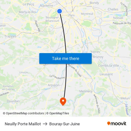 Neuilly Porte Maillot to Bouray-Sur-Juine map