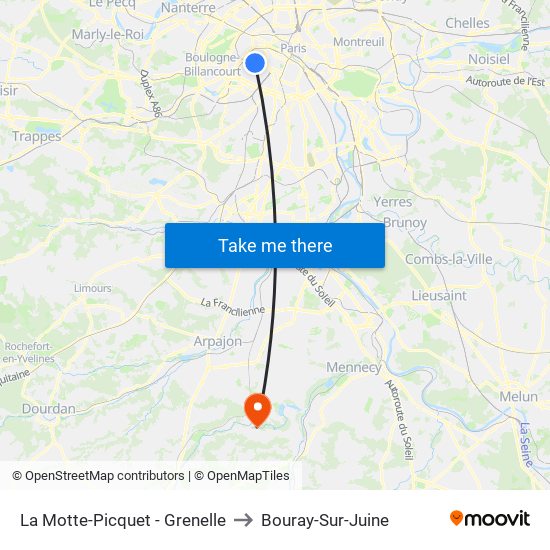 La Motte-Picquet - Grenelle to Bouray-Sur-Juine map