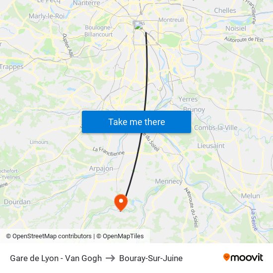 Gare de Lyon - Van Gogh to Bouray-Sur-Juine map