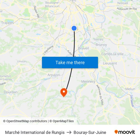 Marché International de Rungis to Bouray-Sur-Juine map