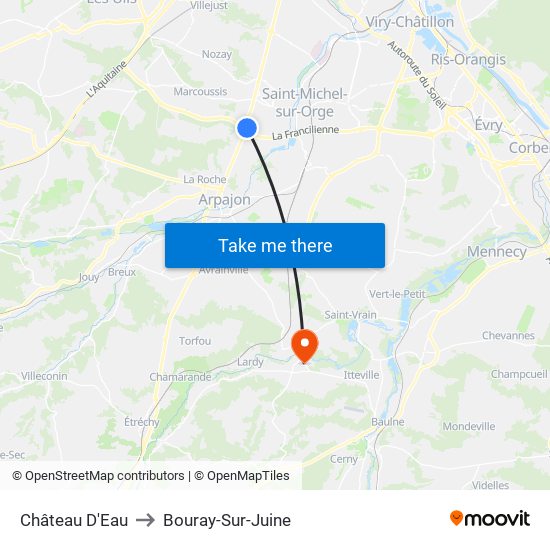 Château D'Eau to Bouray-Sur-Juine map