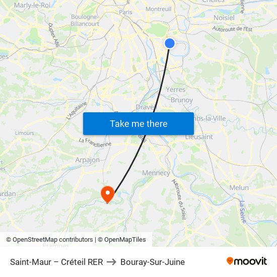 Saint-Maur – Créteil RER to Bouray-Sur-Juine map
