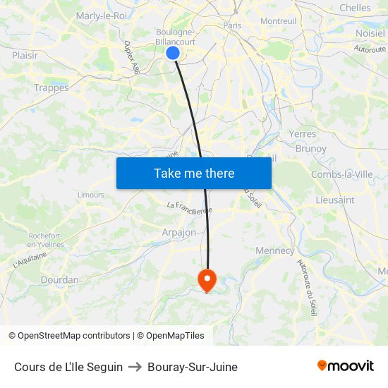 Cours de L'Ile Seguin to Bouray-Sur-Juine map